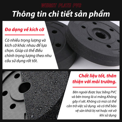 BG Bánh Tạ Nhựa 1.25kg - 20KG Đặc Ruột  - Sẵn Kho Giao Liền - Tạ Miếng Nhựa