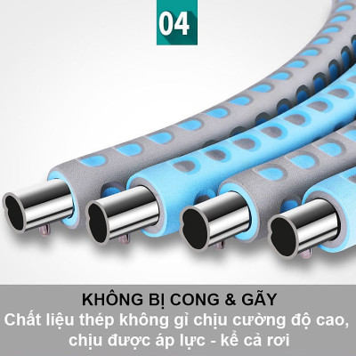 [Loại Cao Cấp] Vòng Lắc Eo Ống Thép Mọc Mút Xốp Lắp Ghép Cao Cấp Chính Hãng DoDoDios - Vòng Lắc Eo Giảm Mỡ Bụng Ống Thép Bọc Mút Xốp - Tùy Chỉnh Độ Nặng