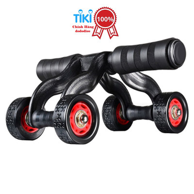 Con lăn tập cơ bụng - Con lăn tập bụng 4 bánh tặng kèm thảm tập (Giao màu ngẫu nhiên) - Chính hãng dododios