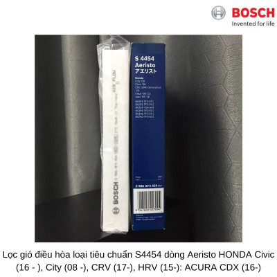 Lọc Điều Hòa Loại Tiêu Chuẩn BOSCH Ariesto S4454 Cho Xe Honda Civic City, CRV, HRV, Acura CDX..