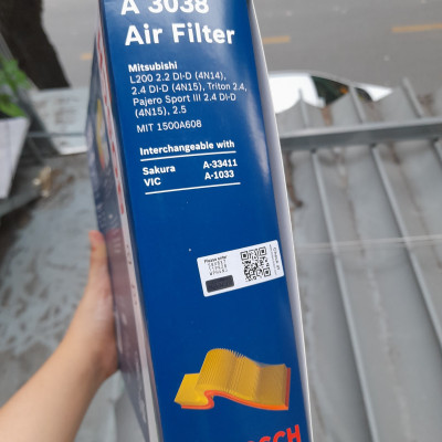 Lọc Gió Động Cơ BOSCH A3038| Dành Cho TOYOTA Camry 3.5(11-17); MITSUBISHI Triton 2.4 (15-); LUXUS RX350 3.5 (08-19)..vv