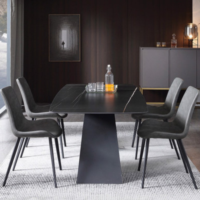 Bàn ăn cao cấp Tundo mặt đá chân sắt M hiện đại 