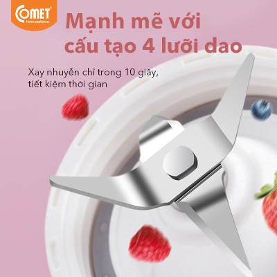Máy xay sinh tố Comet CM9955 – 2 cối nhựa kháng vỡ, dung tích 1.5L – Công suất 450W, lưỡi dao thép không gỉ – Hàng chính hãng, bảo hành 1 năm