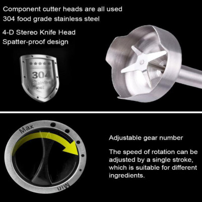 Máy xay sinh tố cầm tay inox 4 trong 1 DSP KM1040 - 2 cối xay 500-700ml - Công suất: 700W - Hàng Chính Hãng