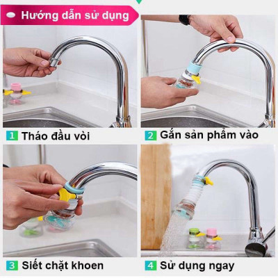Vòi tăng áp suất  xoay 360 độ cho bồn rửa chén có than hoạt tính , đầu vòi nối rửa bát , giúp rửa  thực phẩm ,tiện lợi dễ dàng hơn