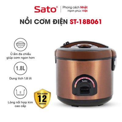 Nồi Cơm Điện SATO 18B061 1.8L - Chế độ ủ ấm đa chiều giúp cơm ngon hơn và giữ ấm được lâu hơn - Miễn phí vận chuyển toàn quốc - Hàng chính hãng