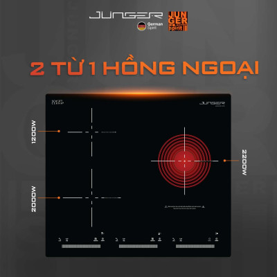 Bếp ba điện 2 từ 1 hồng ngoại Junger CEJ-300-IIF | Công suất 5400W | Bảo hành 3 năm hàng chính hãng