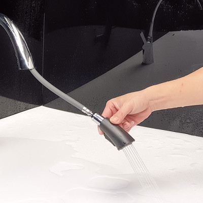 Vòi rửa chén nóng lạnh, dây kéo 2 chế độ Eurolife EL-KM07 (Trắng bạc)