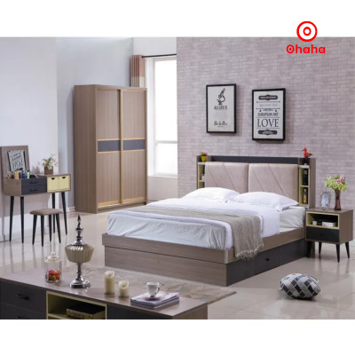 [Miễn phí vận chuyển & lắp đặt] Giường ngủ thông minh cao cấp bọc nệm đầu giường gỗ công nghiệp Ohaha - GN011