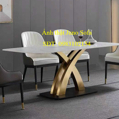 Bộ bàn ăn Juno Sofa 6 ghế nhập khẩu chân x kim loại