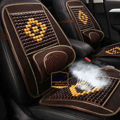 Lót Ghế Hạt Gỗ Nâng Lưng Thoáng Khí Cao Cấp Có Tựa Lưng – Hỗ Trợ Cột Sống, Giảm Đau Mỏi, Thoáng Mát - Hàng Nhập Khẩu