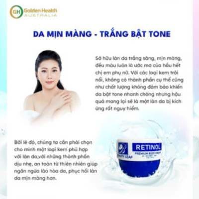 [GOLDEN HEALTH] Kem Dưỡng Trắng Da Body Retinol Beauty Leaf 150g,Giúp Da Mềm Mịn,Bật Tone Trắng Hồng Tự Nhiên