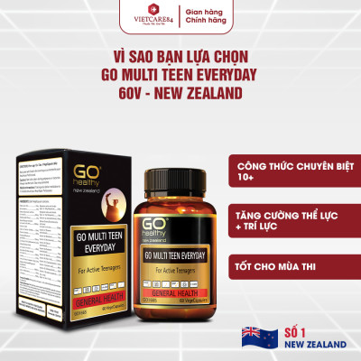 Viên uống dành cho tuổi teen nhập khẩu chính hãng New Zealand GO MULTI TEEN EVERYDAY (60 viên) bổ sung 32 vitamin, khoáng chất và một số dưỡng chất hỗ trợ duy trì và tăng cường sức khỏe cho trẻ ở tuổi tăng trưởng, tuổi dậy thì