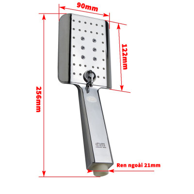 Bộ dây tay sen vuông 3 chế độ chảy chất liệu ABS mạ Chrome Eurolife EL-201SH (Trắng bạc)