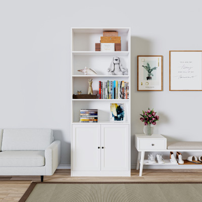 HAPPY FURNITURE , MATTA - Kệ sách 6 tầng 2 cánh mở, KSA_067 , 80cm x 28cm x 200cm DxRxC