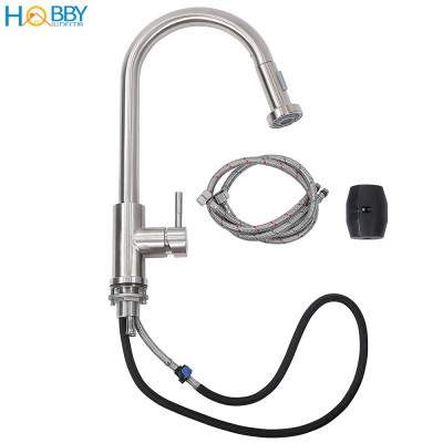 Vòi rửa chén nóng lạnh dây rút 2 chế độ inox 304 Hobby Home Decor VDR4