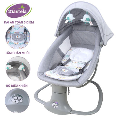 Nôi ru ngủ thư giãn kết hợp ghế ngồi đọc sách cho bé nhạc trắng Mastela 8104/8106 - điều khiển từ xa - kết hợp Bluetooth