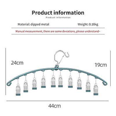 Móc Treo Đồ Lót Khăn Tất 10 Kẹp Inox, Móc Kẹp Phơi Quần Ao Đa Năng Tiết Kiệm Diện Tích, Chất Liệu Không Gỉ