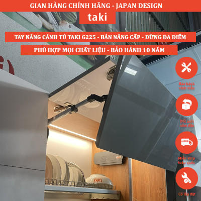 Tay Nâng Cánh Tủ TAKI Bản Nâng Cấp G225, Bản Nâng Cấp 2025 - Có Điều Chỉnh Lực - Bảo Hành 10 Năm