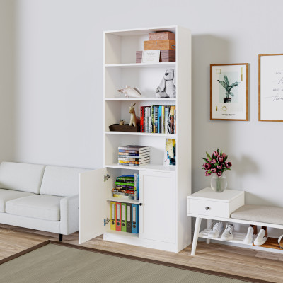 HAPPY FURNITURE , MATTA - Kệ sách 6 tầng 2 cánh mở, KSA_067 , 80cm x 28cm x 200cm DxRxC