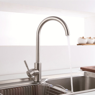 Vòi rửa chén nóng lạnh Inox SUS 304 nguyên khối Eurolife EL-KM09 (Trắng vàng)