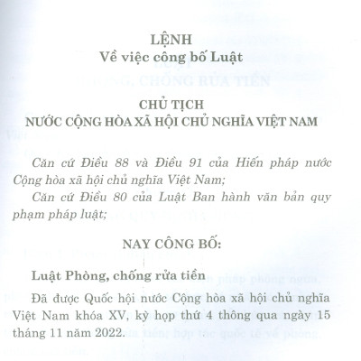Luật Phòng, Chống Rửa Tiền