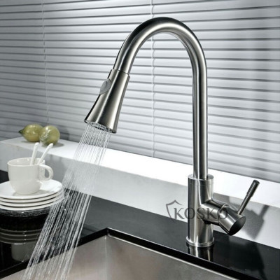 Vòi nước rửa chén KOSKO inox 304, vòi rửa chén bát rút dây linh hoạt phù hợp với nhiều loại bồn rửa chén và chậu rửa bát chén khác nhau