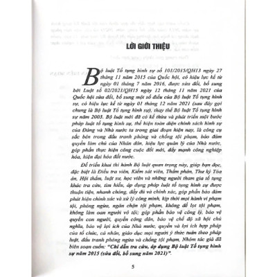 Sách - Chỉ dẫn tra cứu, áp dụng bộ luật tố tụng hình sự năm 2015 ( được sửa đổi, bổ sung năm 2021)