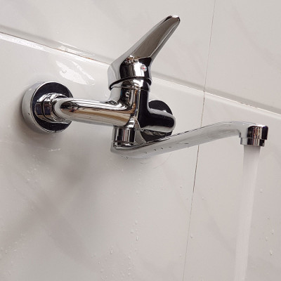 Vòi rửa chén nóng lạnh âm tường Đồng mạ Chrome Eurolife EL-T016AT (Trắng bạc)