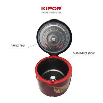 Nồi cơm điện KIPOR KP-N55918-1.8L-Lòng nồi niêu chống dính CERAMIC chống trầy xước dầy 3mm-Hàng chính hãng