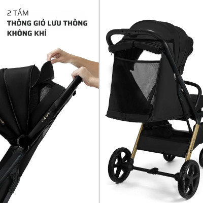 Xe đẩy gấp gọn cho bé từ sơ sinh Kinderkraft LOOM - Màu đen