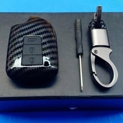 Ốp bọc chìa khóa Toyota Vios 19, Toyota Yaris 2019 vân Carbon kèm móc đeo INOX