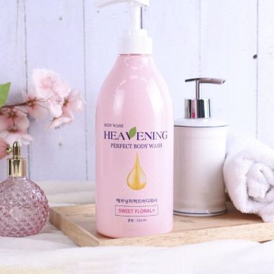 Bộ 01 Dầu Gội & 01 Dầu Xả chăm sóc tóc cao cấp, suôn mượt + 01 Sữa tắm dưỡng ẩm, làm trắng da toàn thân Hàn Quốc Heavening Perfect 750ml - Nhập khẩu Hàn Quốc