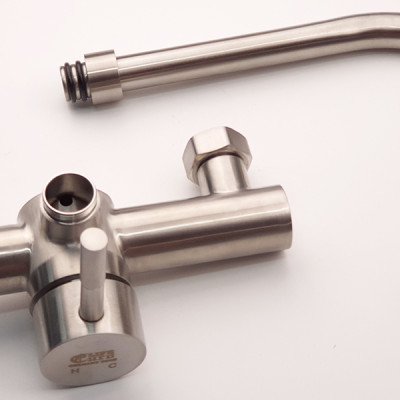 Vòi rửa chén nóng lạnh âm tường Inox SUS 304 Eurolife EL-T018AT (Trắng vàng)