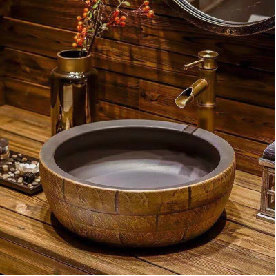 COMBO CHẬU RỬA GỐM SỨ VÀ VÒI RỬA MẶT ĐỒNG MÁNG ĐẸP SANG TRỌNG QUÝ PHÁI