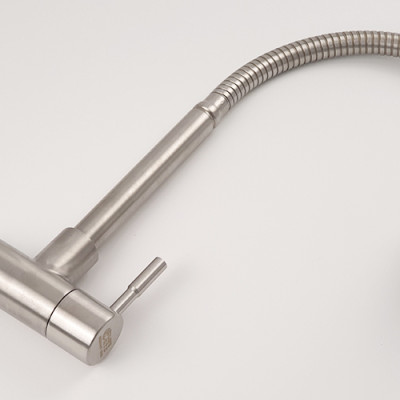 Vòi rửa chén lạnh âm tường Inox SUS 304, cần lò xo Eurolife EL-RC10 (Trắng vàng)