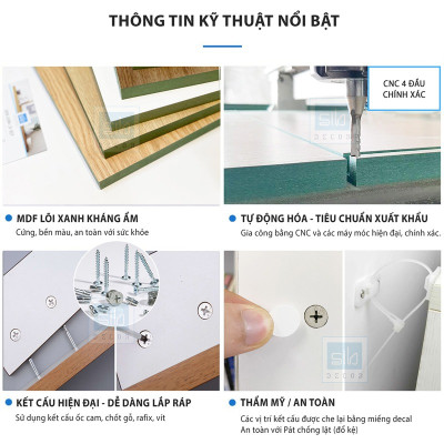 Tủ Gỗ Để Vang Trang Trí Phòng Khách, Bếp Dài 240cm Thương Hiệu SIB Decor TCK18