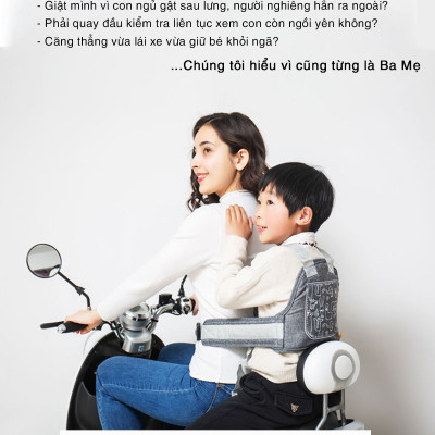 Đai An Toàn Cho Bé Đi Xe Máy OFFICE CHILL Bảo Vệ Bé Ngồi Trước Hoặc Sau Phù Hợp Từ 1 Đến 10 Tuổi