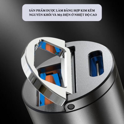 Tẩu Sạc Nhanh USB Type C Công Suất 30W | Tẩu Sạc Nhanh USB Type C Công Nghệ Sạc Nhanh QC 3.0 Thông Minh, Chất Liệu Hợp Kim, Thiết Kế Nhỏ Gọn