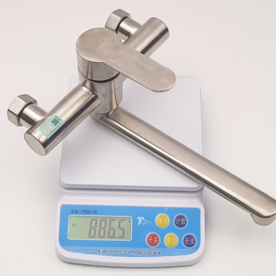 Vòi rửa chén nóng lạnh âm tường Inox SUS 304 Eurolife EL-T019AT (Trắng bạc)