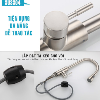 Vòi rửa chén nóng lạnh (tay rút) ATMOR AT61235 (HÀNG CHÍNH HÃNG)