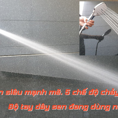 Bộ tay dây sen cao cấp 5 chế độ chảy chất liệu nhựa ABS mạ Chrome Eurolife EL-122SH