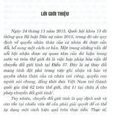 Hoàn Thiện Pháp Luật Về Chuyển Đổi Giới Tính Ở Việt Nam