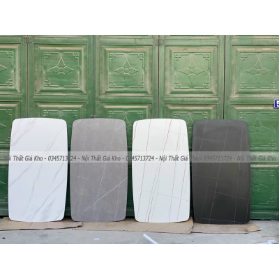 Bộ bàn ăn mặt đá cẩm thạch nhân tạo kết hợp ghế Gubi chân sơn đen