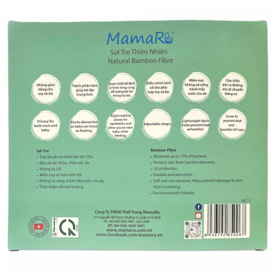 Khăn che bú vải sợi tre cho bé Mamaru MA-CB01 - Diệt khuẩn, hút ẩm tốt, kháng tia UV