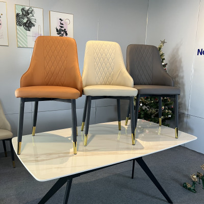 Bộ bàn ăn mặt đá Ceramic bóng chân chữ H kết hợp ghế Louis