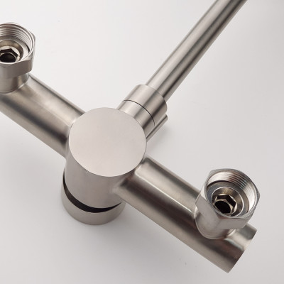 Vòi rửa chén nóng lạnh âm tường Inox SUS 304 Eurolife EL-T018AT (Trắng vàng)