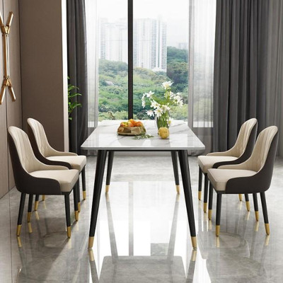 Bộ bàn ghế phòng ăn Tundo mặt đá cẩm thạch kèm 4 ghế