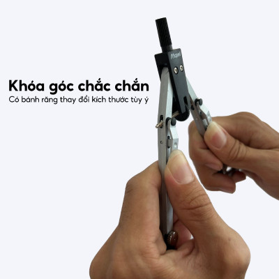 MAPED - Hộp Compa kỹ thuật Metal Bow set 5 (chì gỗ, ruột chì) (vẽ vòng tròn 52cm) - [Chính hãng]