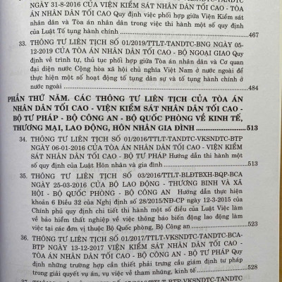 Các Thông Tư Liên Tịch Của Toà Án Nhân Dân Tối Cao, Viện Kiểm Sát Nhân Dân Tối Cao, Bộ Tư Pháp, Bộ Công An, Bộ Quốc Phòng Về Hình Sự, Tố Tụng Hình Sự, Dân Sự, Tố Tụng Dân Sự, Hành Chính, Kinh Tế, Thương Mại, Lao Động, Hôn Nhân Gia Đình Mới Nhất